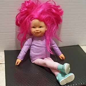 Vibrant Pink-Haired Doll with Polka Dot Outfit